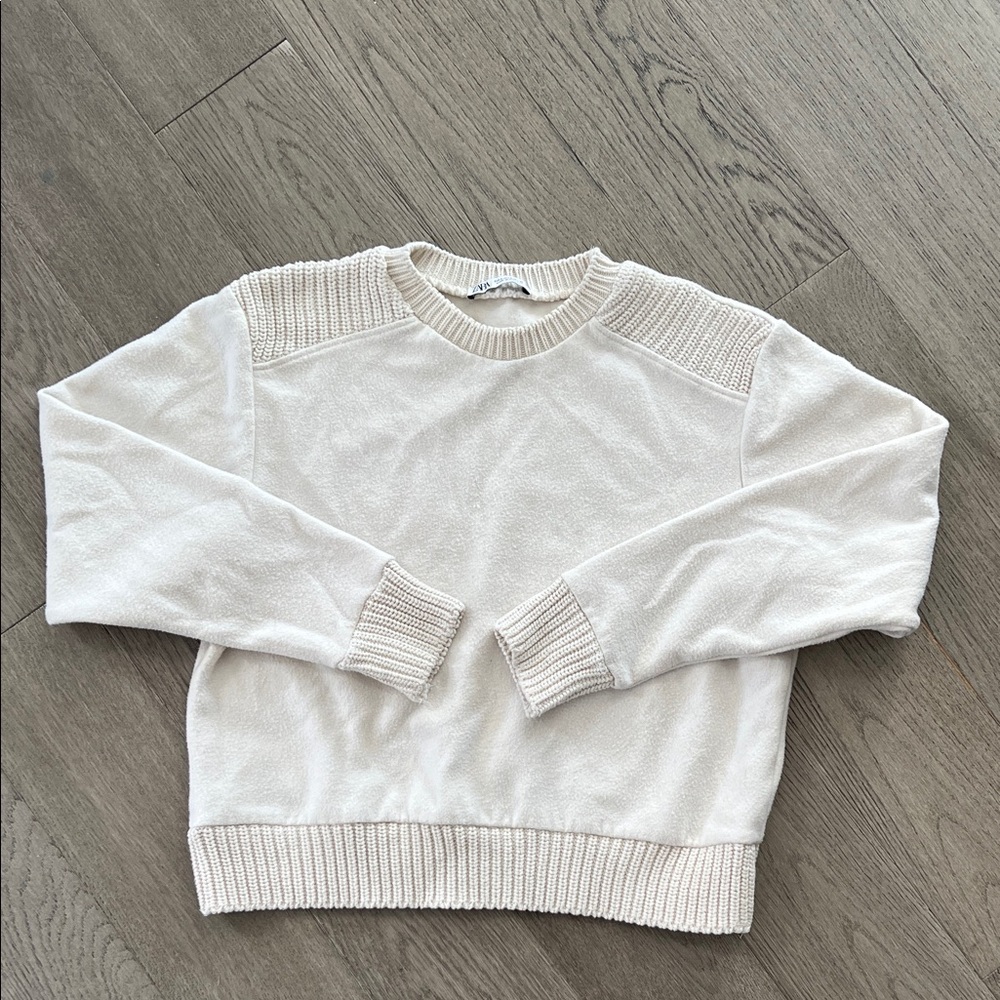Zara Knit Detailed Cream Sweater